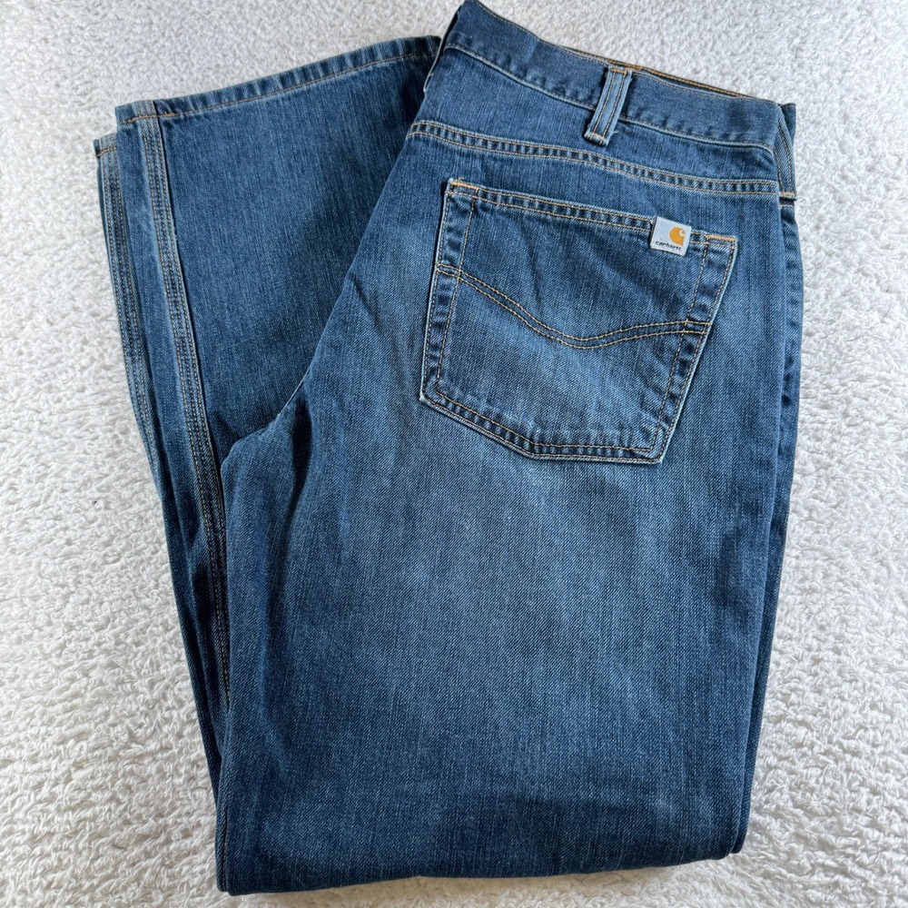 Carhartt Relaxed Straight Jeans Mens 36x30 Blue Good Workwear Denim B320 WTB